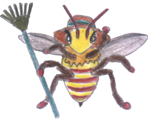 Biene mit Gießkanne